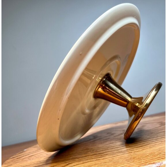 Hall China Jewel Tea Autumn Leaf Cake Plate Stand with Metal Candlestick Base - Picture 5 of 11